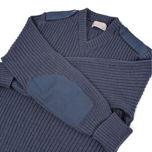 Vintage Iron Run Commando Wool Military Sweater Mens Medium 44 Blue Made‎ in USA